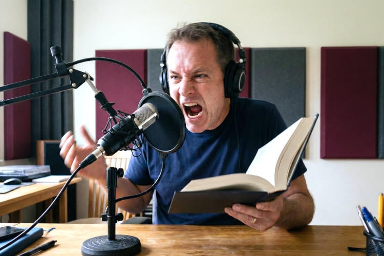 Arno (51) schreeuwt luisterboeken in voor slechthorenden