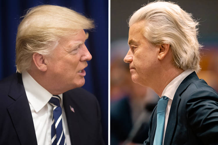 Na verkiezingswinst Geert Wilders doet Donald Trump óók met blond haar mee aan verkiezingen