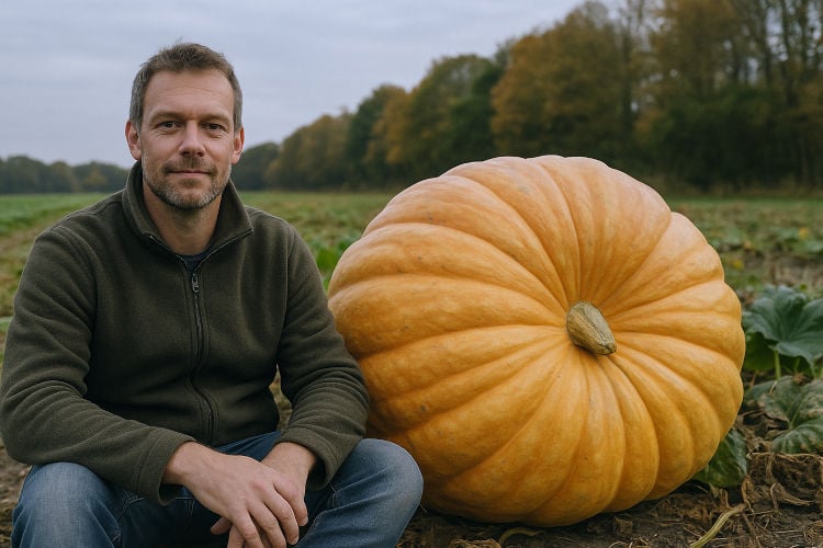 Pepijn (42) kweekt grootste pompoen van Gelderland: “Ik wilde iets geweldigs nalaten aan de wereld”