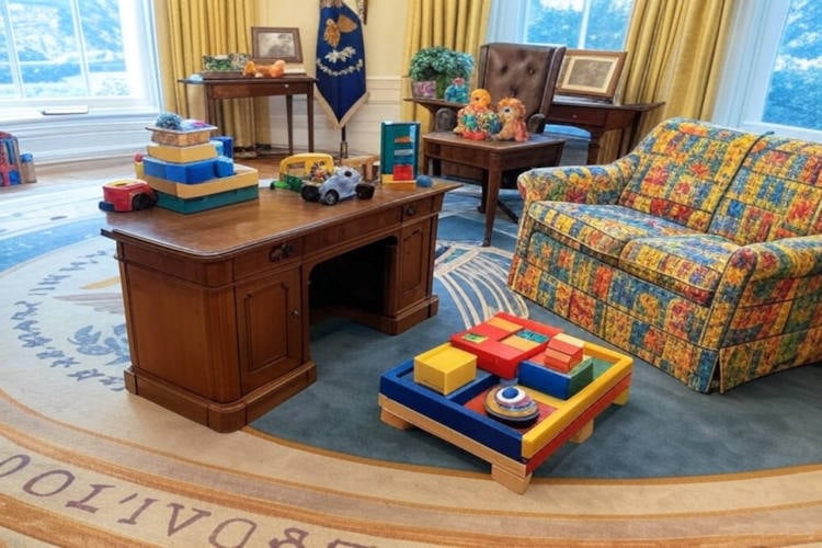 Oval Office van president Trump krijgt speelhoek voor kinderen Elon Musk