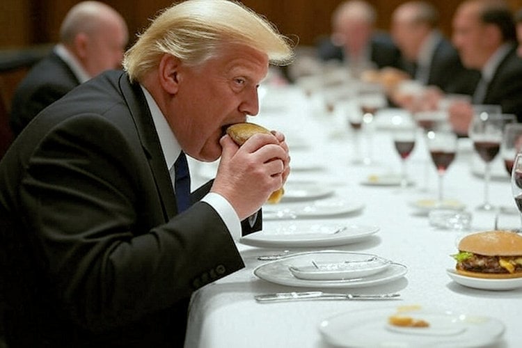 Trump geniet van typisch Hollandse “kaasburger” in paleis Huis ten Bosch